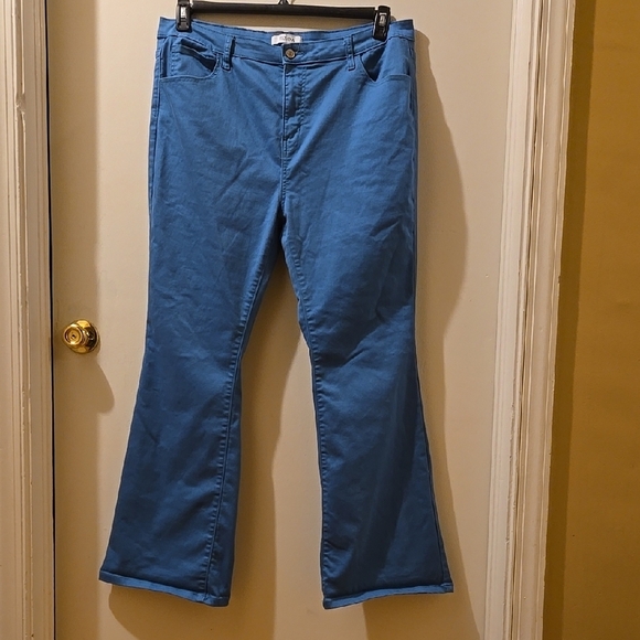 Zenana Blue Flared Pants - Picture 1 of 4